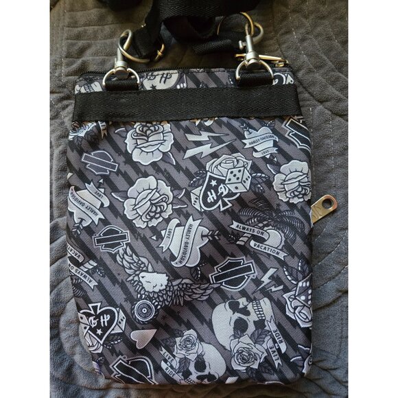 Harley-Davidson Black & Gray Multi-Pocket Crossbody Bag With Adjustable Strap - Picture 2 of 7